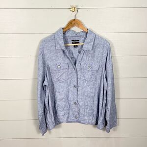 Jones New York 100% linen light blue button down shacket Womans size 1X